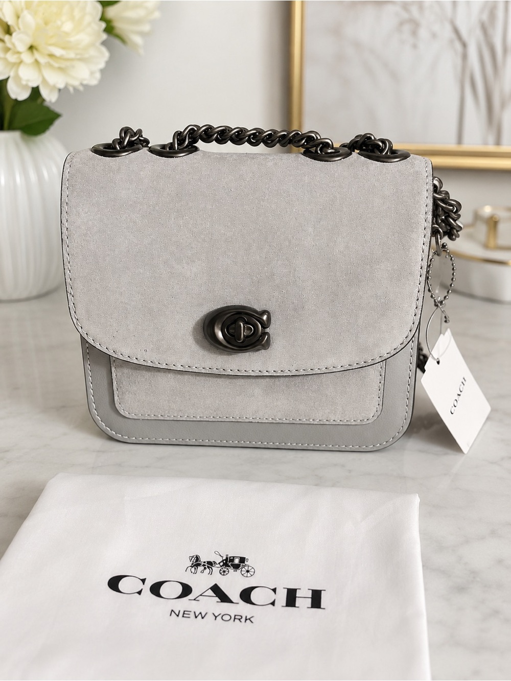 🆕 COACH Madison Shoulder Bag 16 in the colorway Pewter/Granite